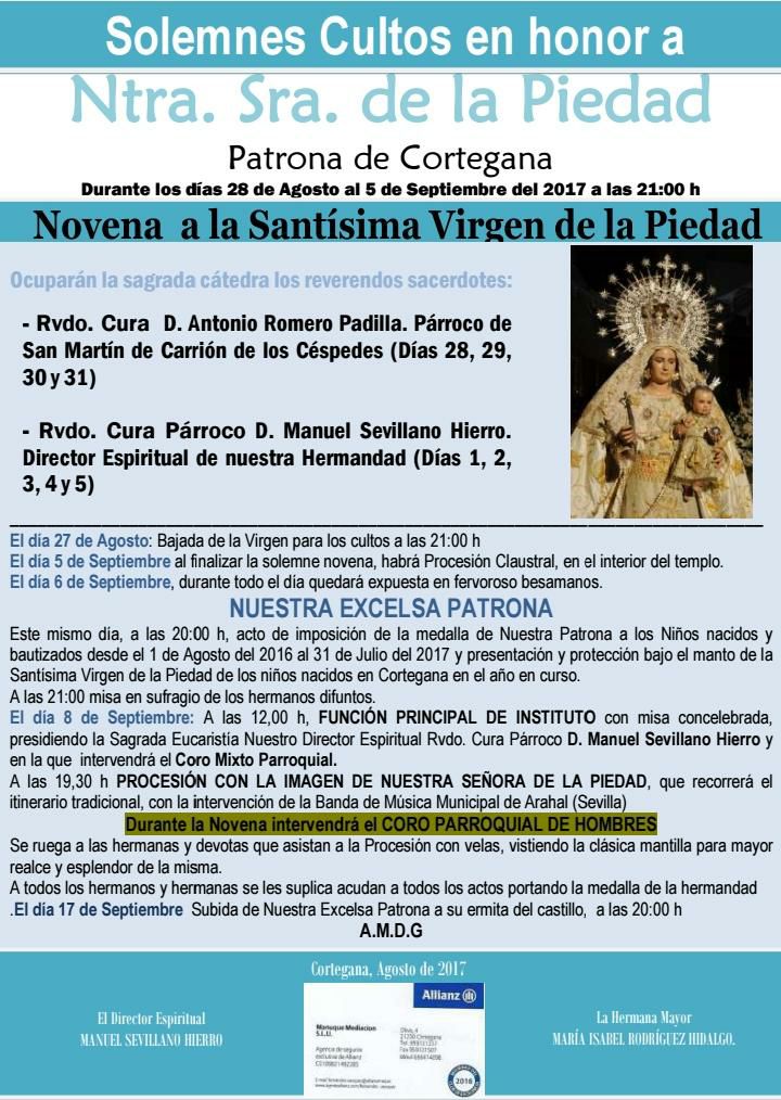 Fiestas patronales en honor de Nuestra Señora de la Piedad 2017 Cortegana